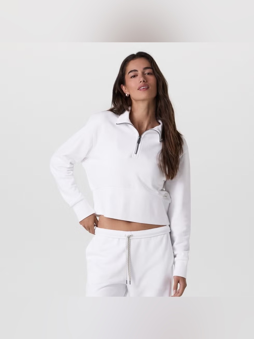 Vuori Sedona Sport white half zip cropped boxy sweatshirt sz medium